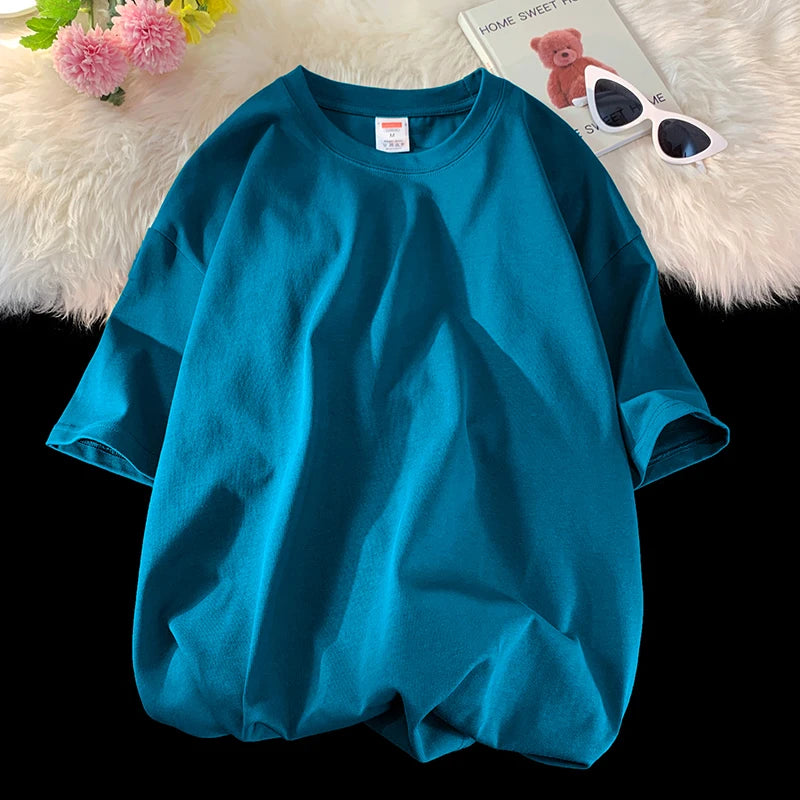 Camiseta de manga curta extragrande masculina, camiseta solta com decote em O, blusa de streetwear Hip Hop, camiseta de algodão, nova moda, verão, 5XL