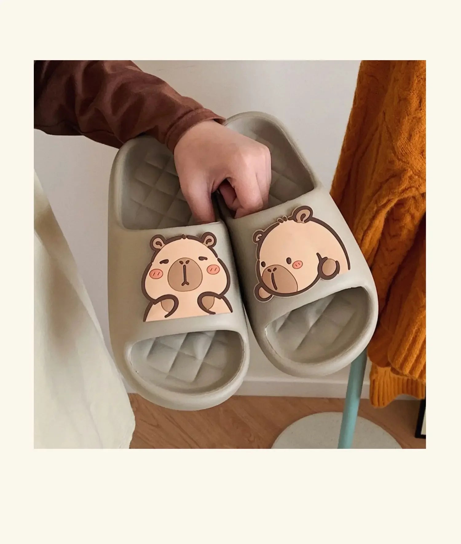 Capivara flip flops feminino chinelo kapibara bonito nuvem sandálias verão praia slides casa quarto sapatos kawai plana feminino eva