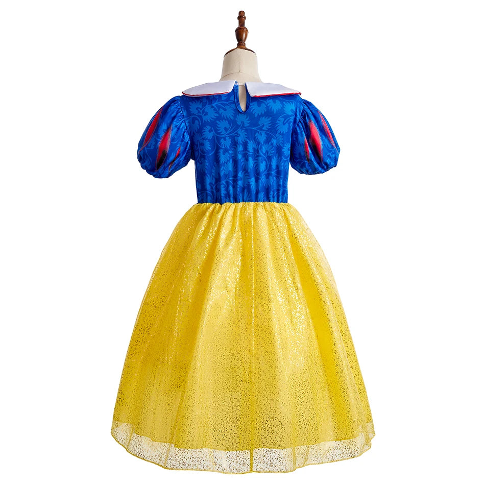 Meninas halloween belle vestidos menina neve branca vestido crianças natal carnaval cosplay roupas crianças trajes de princesa