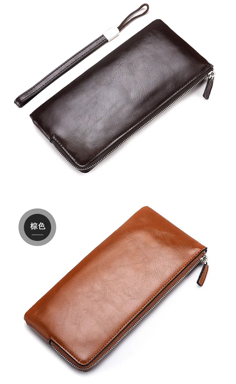 Carteiras clássicas com zíper estilo longo masculino, porta-cartão, grande capacidade, grande para celular, marca de luxo, bolsa masculina, qualidade