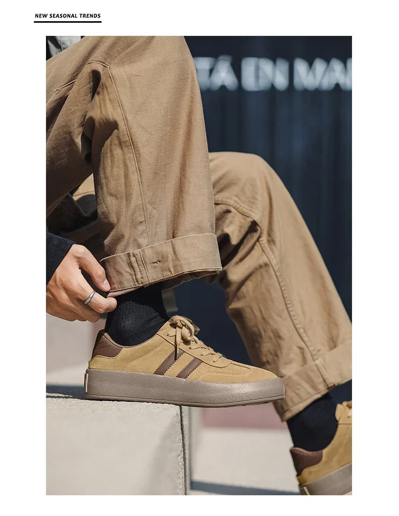 Sapatos de tabuleiro casuais de sola grossa para homens sola grossa sapatos casuais tênis de couro tudo sola macia dentro aumentar sapatos