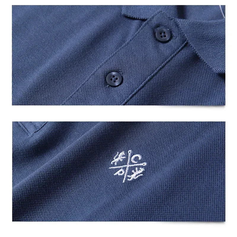 Camisa polo masculina de verão, roupas de marca de algodão puro, camisa polo masculina casual de negócios, manga curta, respirável, camisa polo macia 5xl