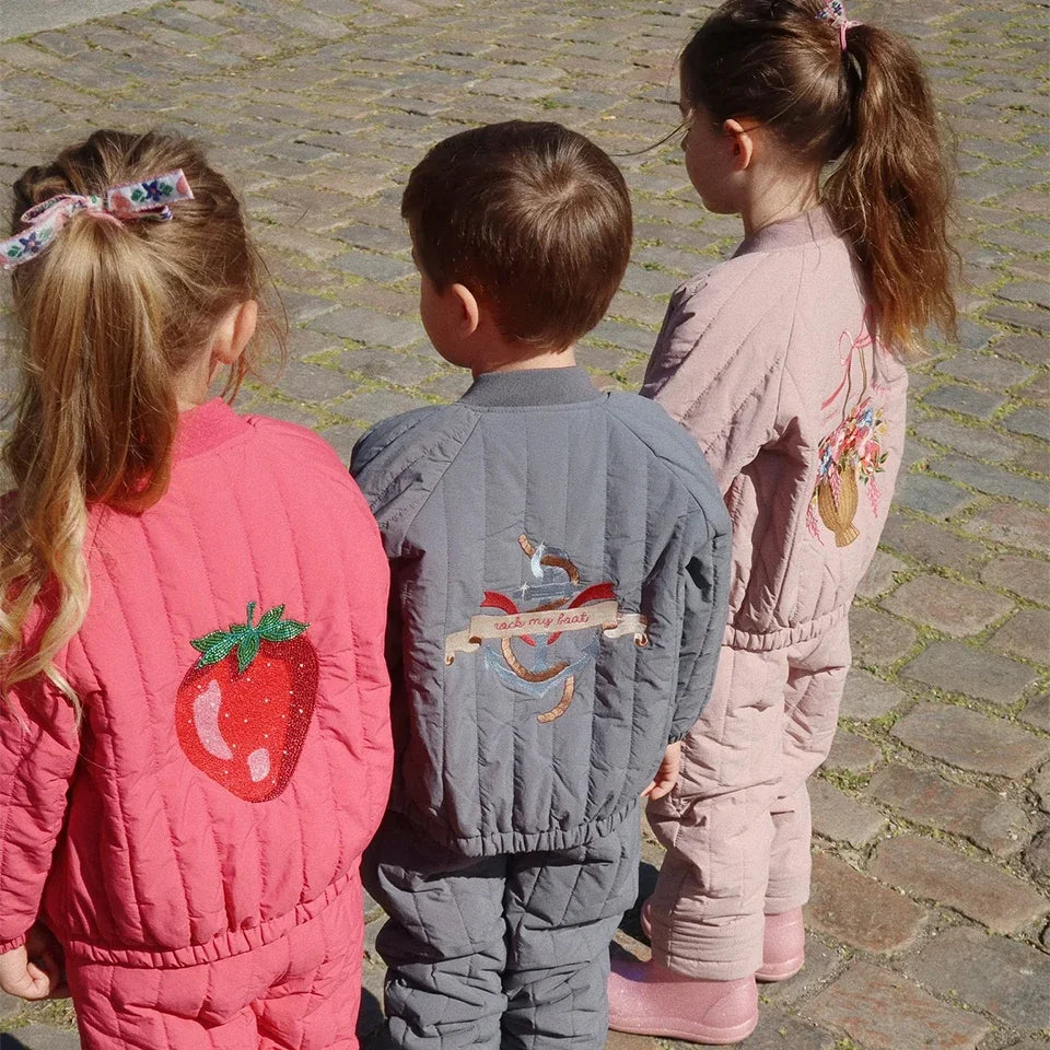 Novo 2025 ks meninas dos desenhos animados algodão velo casacos de inverno da criança meninos jaqueta de lã de cordeiro crianças casaco bordado crianças outwear roupas