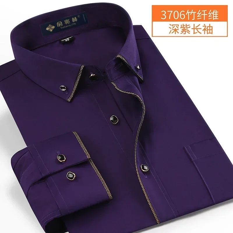 Nova chegada primavera comercial fácil cuidado camisa masculina oversize manga longa moda formal de alta qualidade plus size M-7XL8XL9XL