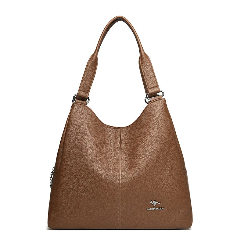 Bolsa hobo de couro com alça superior, bolsa feminina de lazer, bolsa de ombro fashion, vintage, bolsa tote de grande capacidade