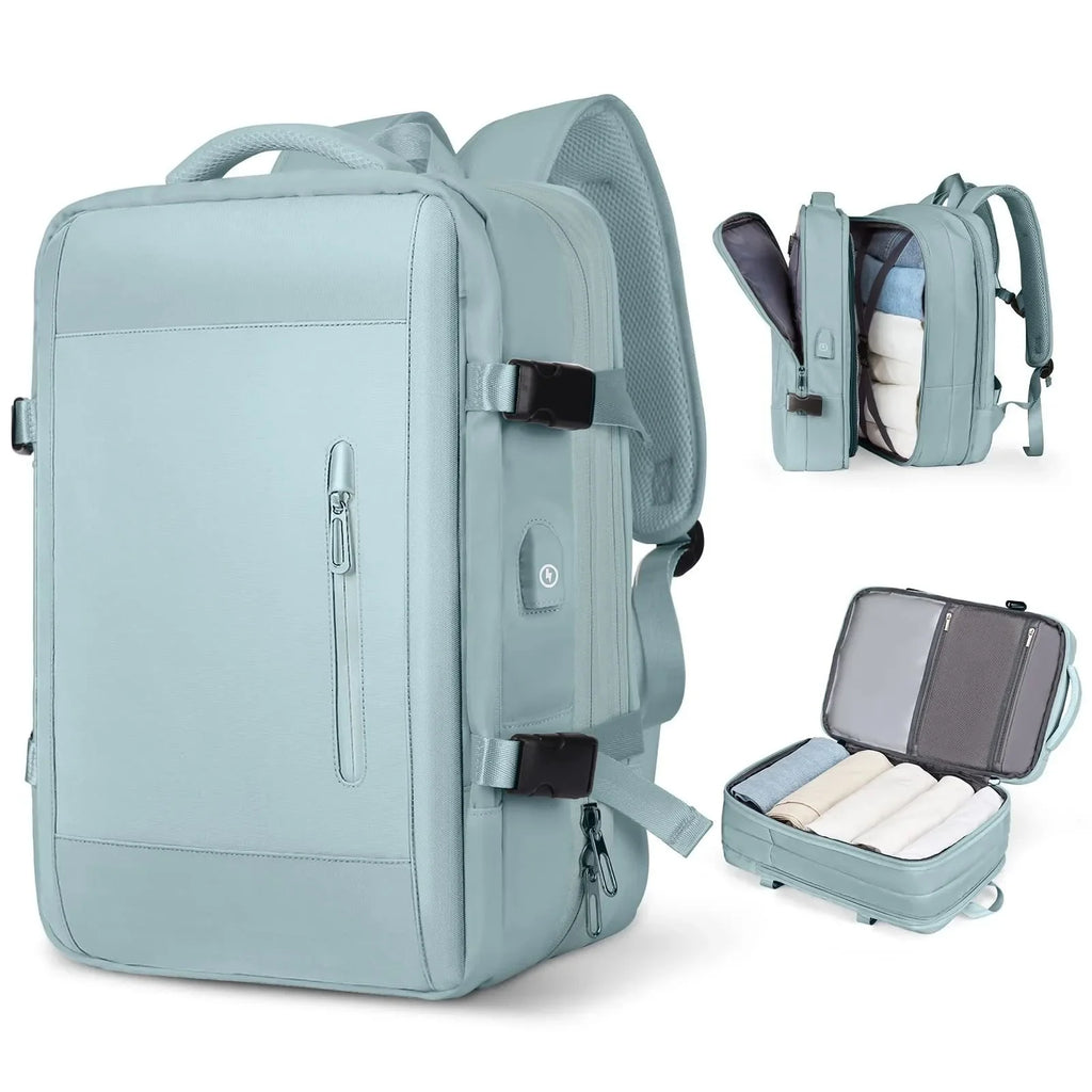 Mochila de viagem expansível de grande capacidade, bolsa de ombro dupla para viagens de negócios, montanhismo e transporte de computador