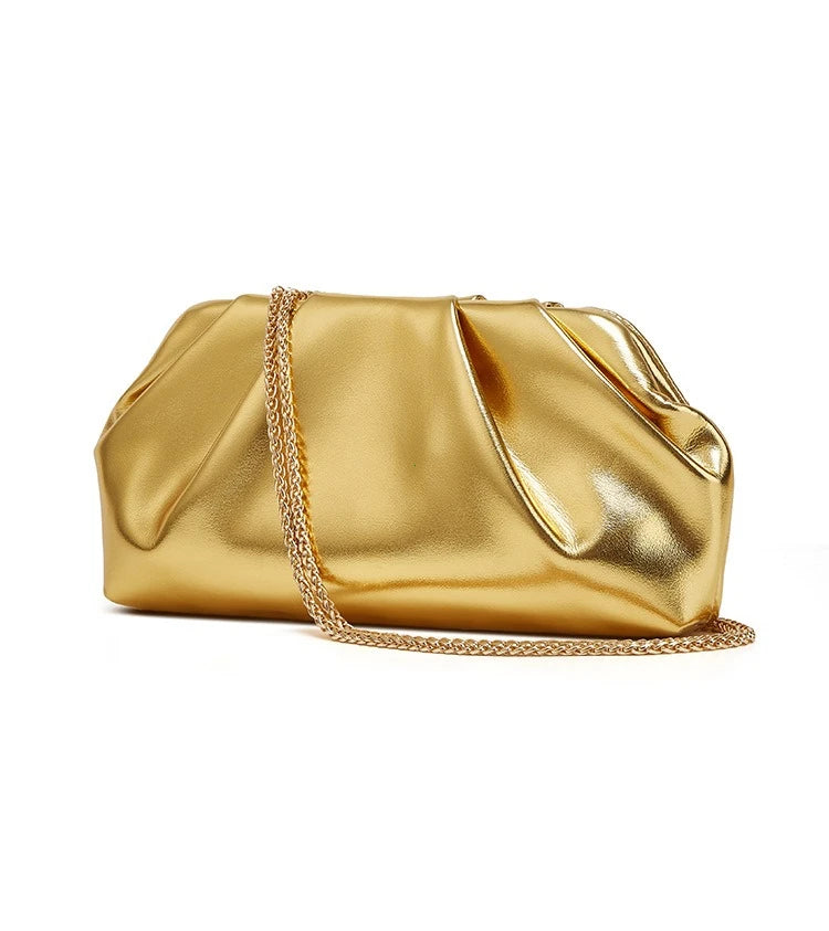 Bolsa de nuvem dobrada para mulheres, novo estilo de comércio exterior, bolsa prateada moderna, versátil, bolsa crossbody com corrente ins, bolsas e bolsas