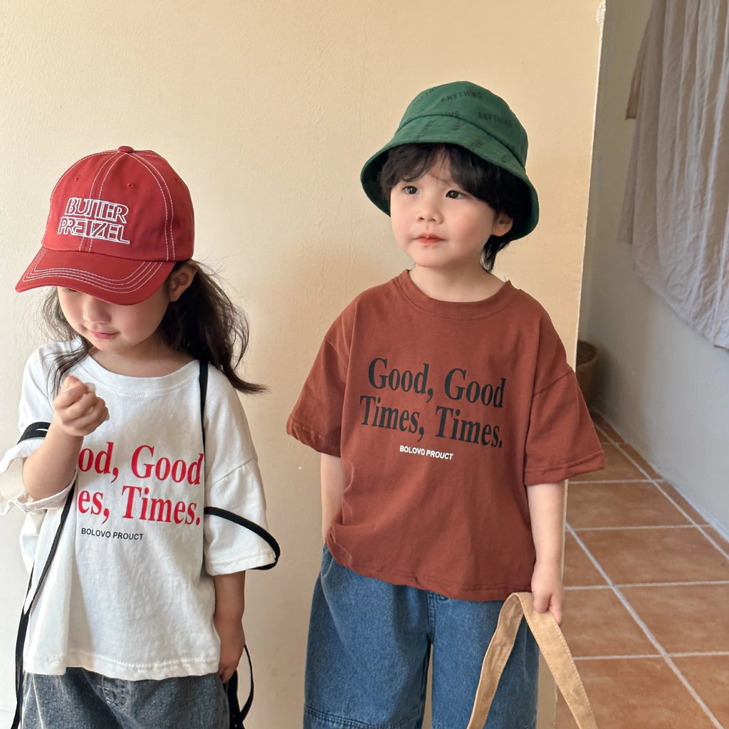 2025 verão moda solta menina crianças carta impressão camiseta menino bebê algodão manga curta camisetas criança casual topos roupas da criança
