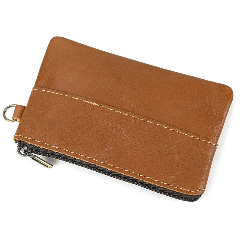 Luufan couro genuíno zíper moeda cartão bolsa de couro real rfid titular do cartão embreagem carteiras slots para homens mulheres mini bolsa fina