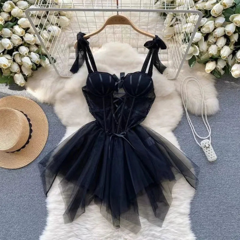 Mini vestido transparente sem costas para mulheres, sleepwear sexy, renda pura, pijamas sensuais, camisola de malha, lingerie branca, senior