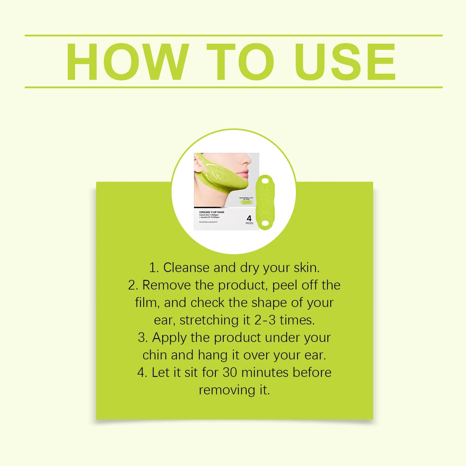 Máscara em Gel Refrescante V Line para Contorno e Firmeza da Mandíbula, com Cafeína para Redução de Inchaço, Envolvimento Facial para Lifting do Queixo, Essência Coreana para Cuidados Diários com a Pele