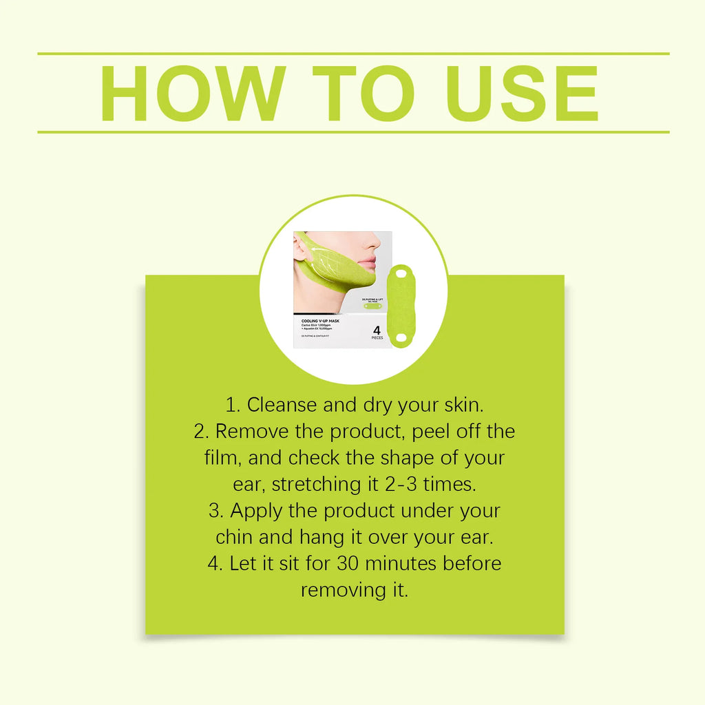 Máscara em Gel Refrescante V Line para Contorno e Firmeza da Mandíbula, com Cafeína para Redução de Inchaço, Envolvimento Facial para Lifting do Queixo, Essência Coreana para Cuidados Diários com a Pele