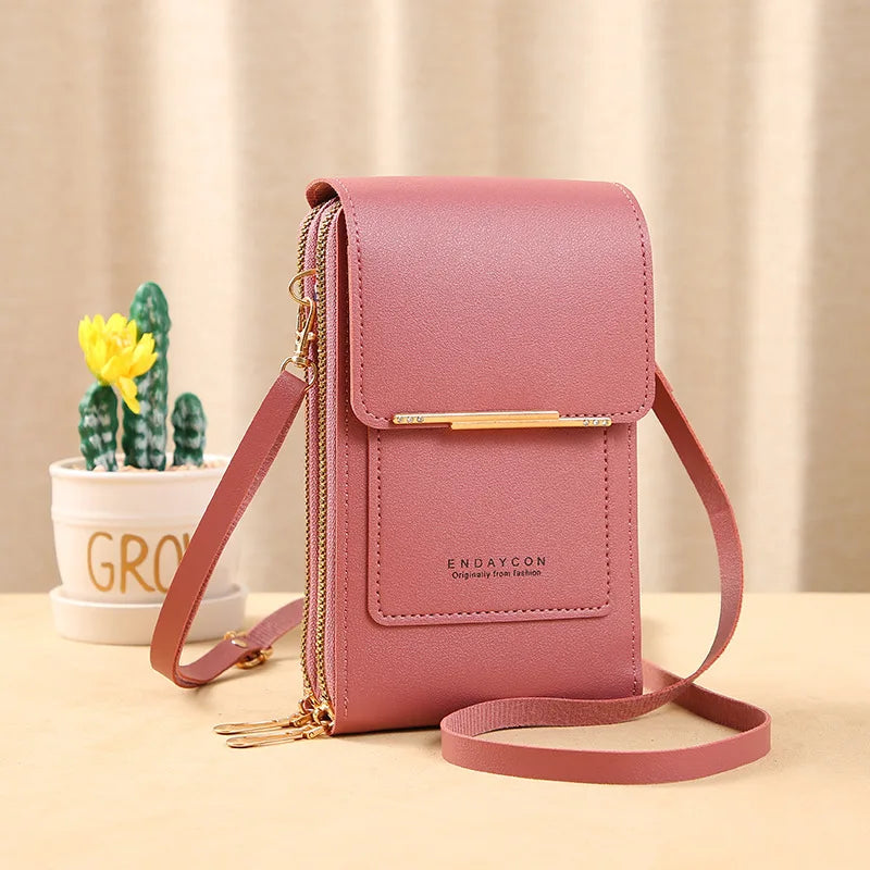 PU Leather Touch Screen Shoulder Bag para Mulheres, Feminino Crossbody Bolsas, Bolsa de telefone Bolsa de mão de grande capacidade, Drop Shipping, Novo