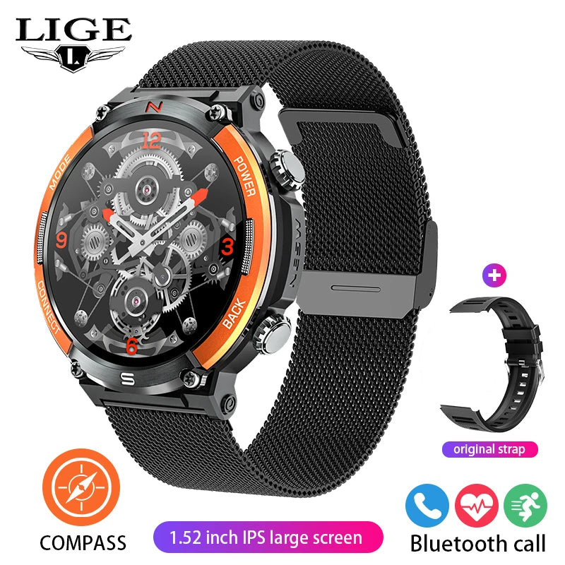 Lige 2025 relógio inteligente masculino esportes ao ar livre monitoramento de freqüência cardíaca ip68 à prova dip68 água relógios bluetooth chamada smartwatch para android ios