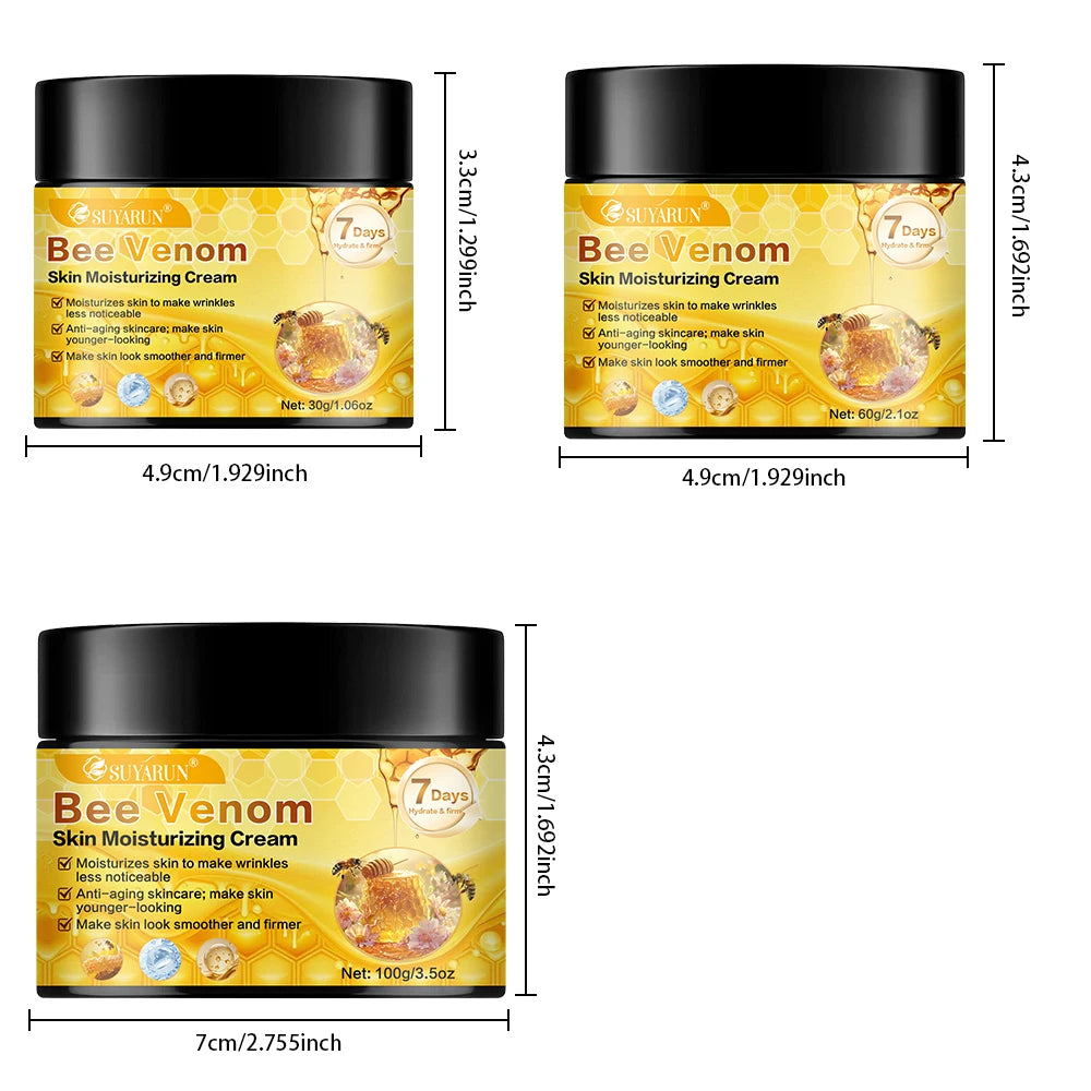 SUYARUN Creme Hidratante de Vêneno de Abelha Cuidados Faciais Antienvelhecimento |   Hidratação profunda e reafirmante Cuidado natural antirrugas para toda a pele.