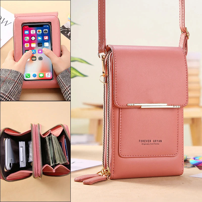 PU Leather Touch Screen Shoulder Bag para Mulheres, Feminino Crossbody Bolsas, Bolsa de telefone Bolsa de mão de grande capacidade, Drop Shipping, Novo