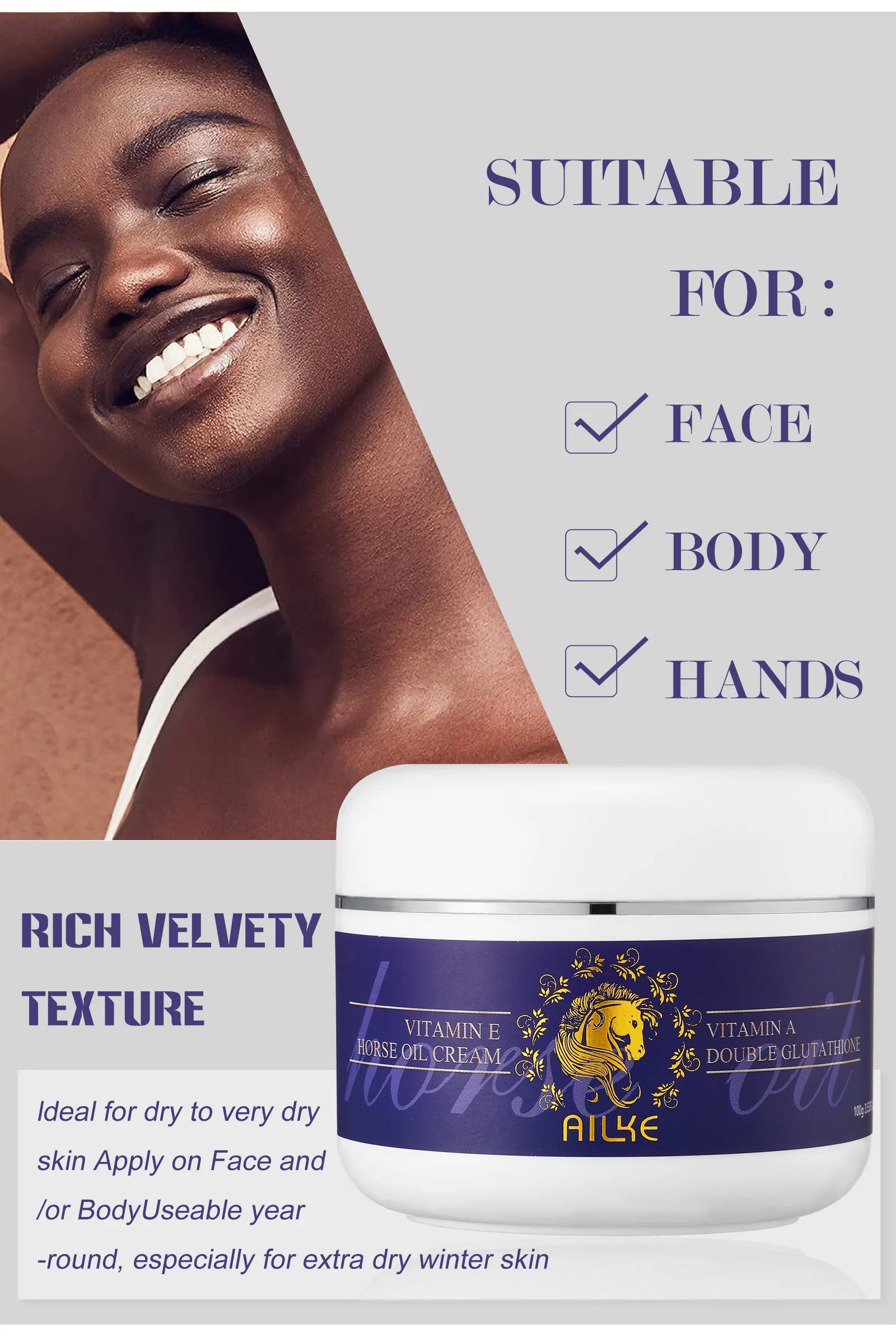 AILKE Clareador de cuidados com a pele, com glutationa dupla, clareador, hidratante, remove manchas escuras, melanina, cuidados faciais brilhantes da pele