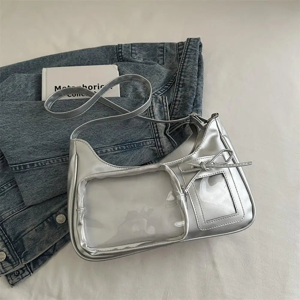 Y2k coreano transparente ita saco meninas doce lolita jk bolsa moda escola crossbody saco harajuku anime crachá exibição sacola