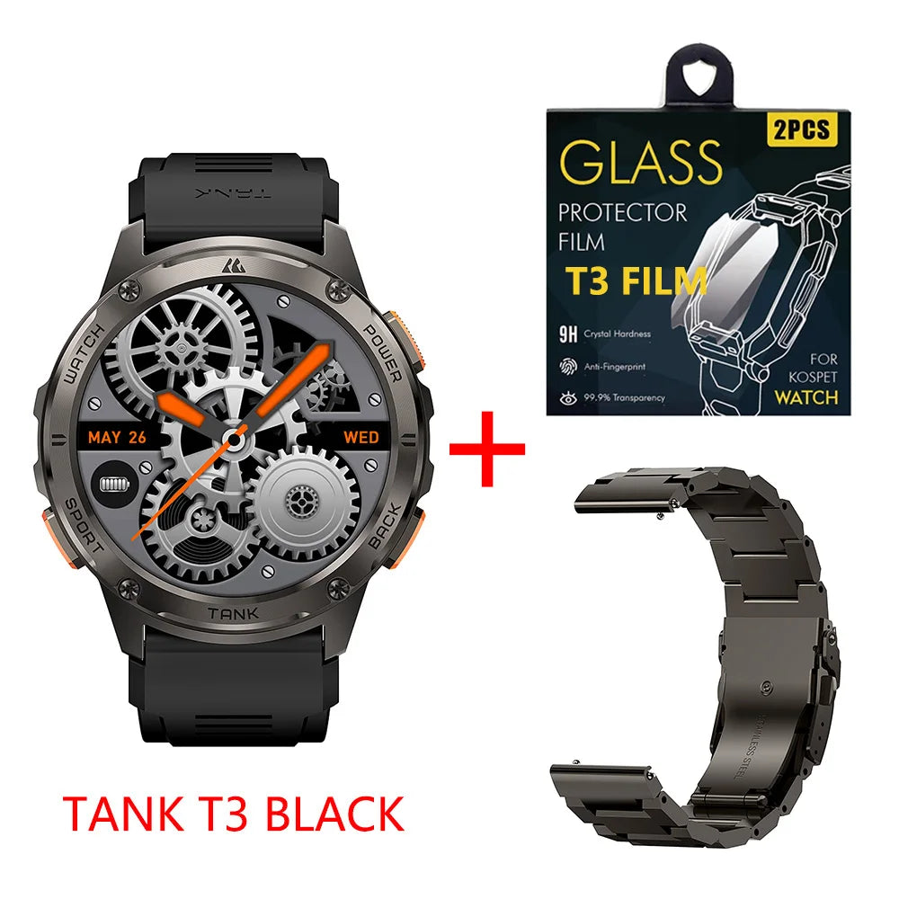 Original KOSPET TANK T3 Relógio Inteligente Para Homens Militar Smartwatch Mulheres Relógios de Fitness Digitais AMOLED AI Voz AOD Bluetooth