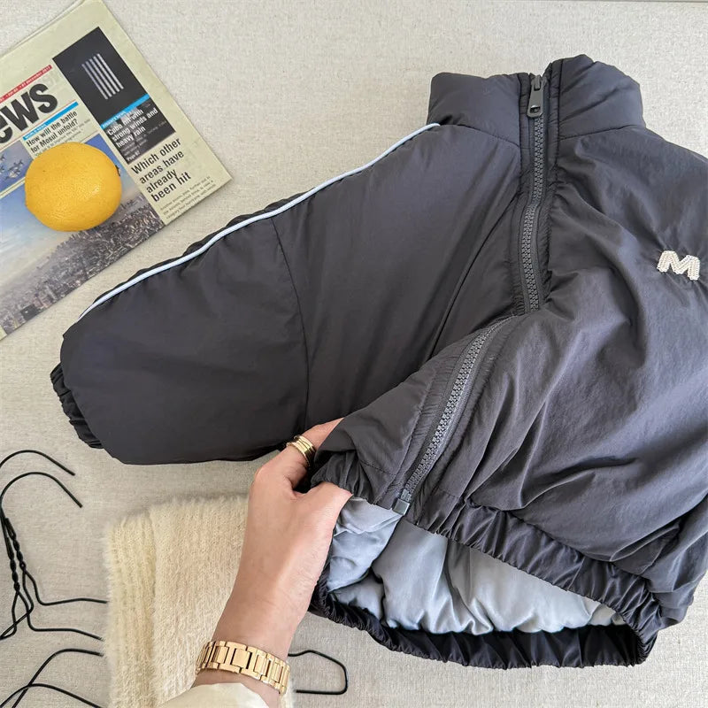 2024 inverno novas crianças manga longa quente carta casaco mais veludo grosso meninos para baixo jaquetas do bebê meninas acolchoado jaqueta crianças roupas