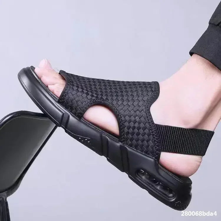 Verão diário estilo casual sandálias masculinas ao ar livre praia moda chinelos preto hombre respirável sapatos deslizamento-em apartamentos de caminhada