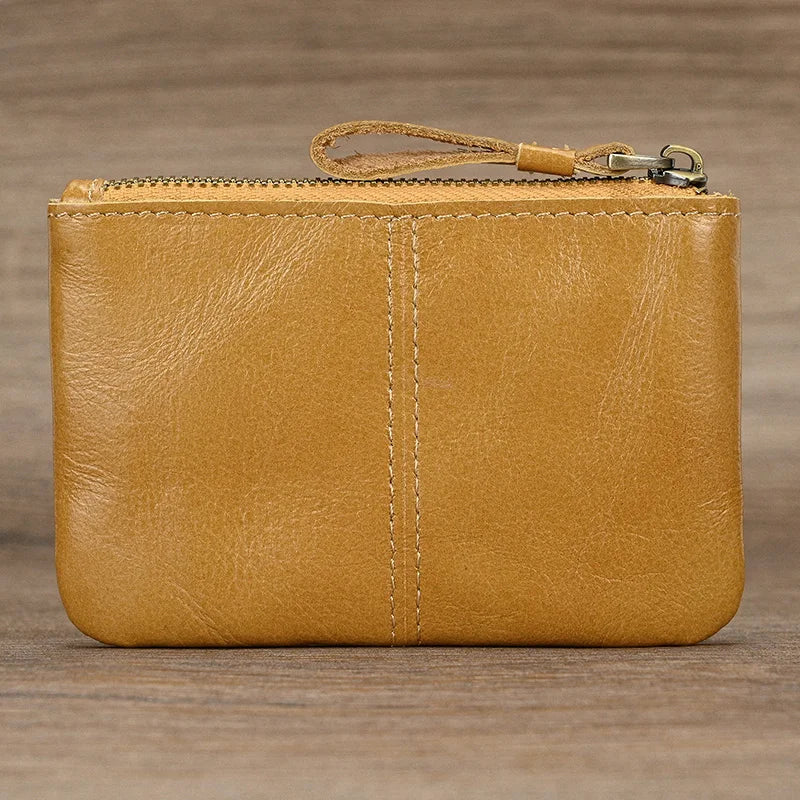 Luufan couro genuíno zíper moeda cartão bolsa de couro real rfid titular do cartão embreagem carteiras slots para homens mulheres mini bolsa fina