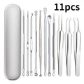 Removedor De Cravos Para Cuidados Com A Pele, Agulha De Acne, Extração De Poros, Black Head Cleaner, Ferramenta De Limpeza, Cell Clamp, 11 Pçs/conjunto