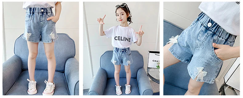 IENENS Roupas de verão para bebês meninas, shorts jeans, calças jeans, roupas infantis, calças curtas casuais para meninas, calças infantis