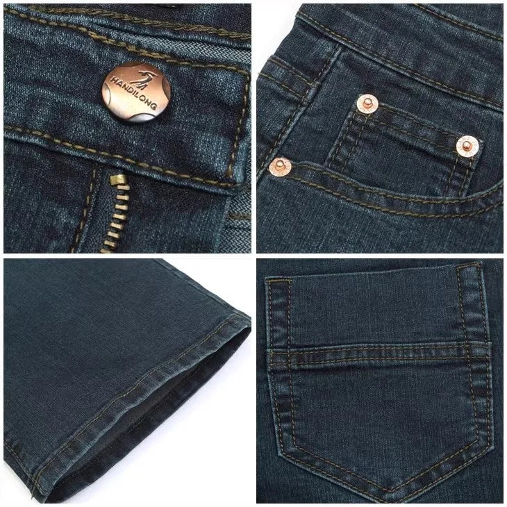 Jeans de cintura média de mulheres, calça casual confortável, elegante, alta qualidade, verão, primavera, verão, 2024