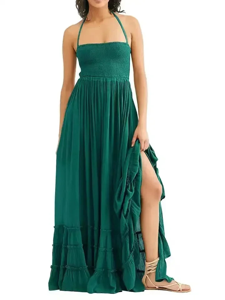 2025 vestido de praia vestidos sexy boho boêmio pessoas férias verão longo sem costas algodão feminino festa hippie vestidos mujer étnico