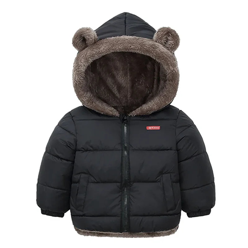 Crianças grossas para baixo jaquetas inverno engrossar casacos de pelúcia para meninos meninas cor sólida com capuz jaquetas 2-6 anos crianças parka outerwear