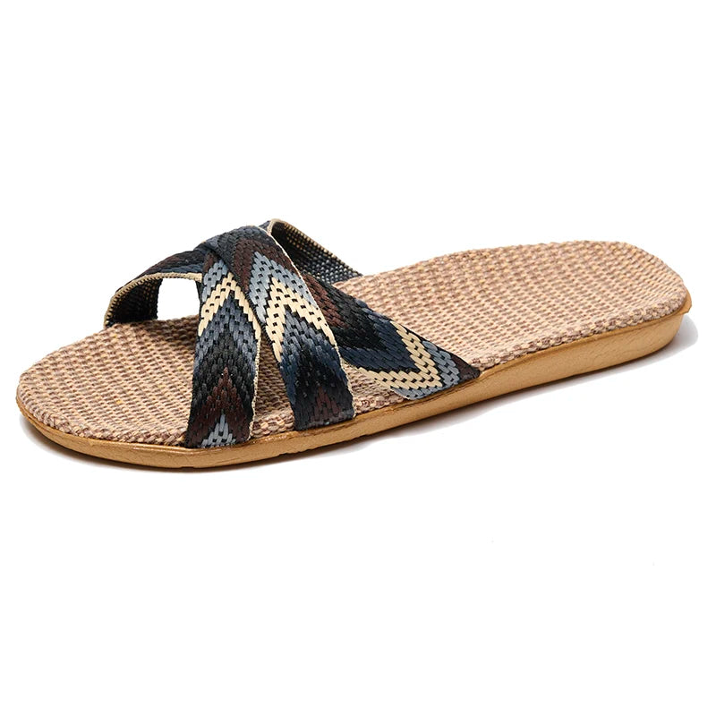 36-45 sandálias planas chinelos de praia verão casa linho leve eva antiderrapante slides para homens mulheres indoor ao ar livre flip flops
