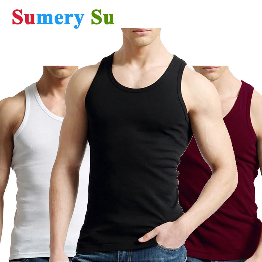 Regatas masculinas 100% algodão sólido colete masculino respirável sem mangas topos fino casual ginásio correndo confortável camiseta presente dos homens
