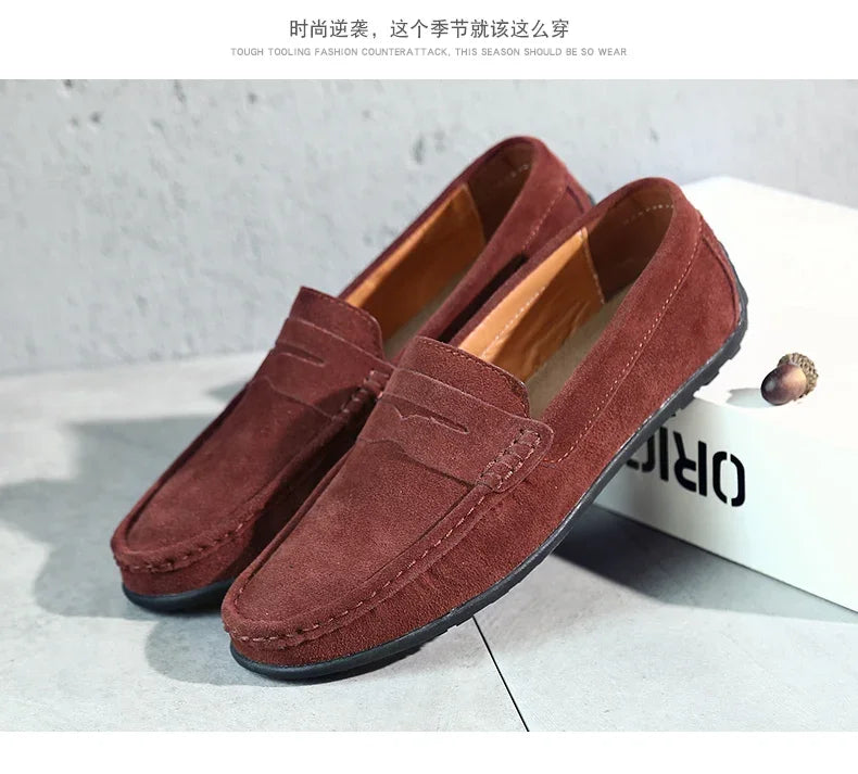 Couro do plutônio camurça de vaca sapatos masculinos marca luxo casual formal mocassins calçados preto masculino sapatos de condução hombres