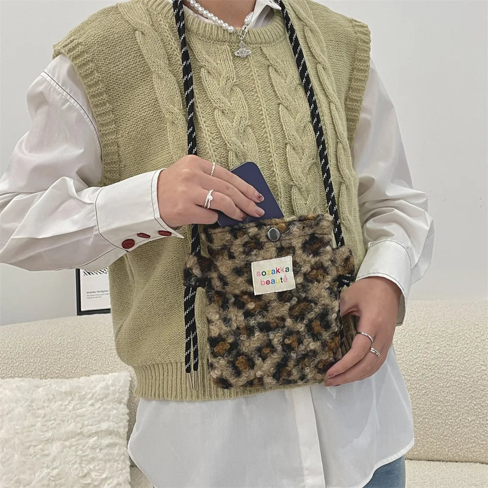 Novo ponto de pelúcia crossbody sacos para mulheres bonito rosa bolsa de ombro bolsas bolsa de telefone portátil