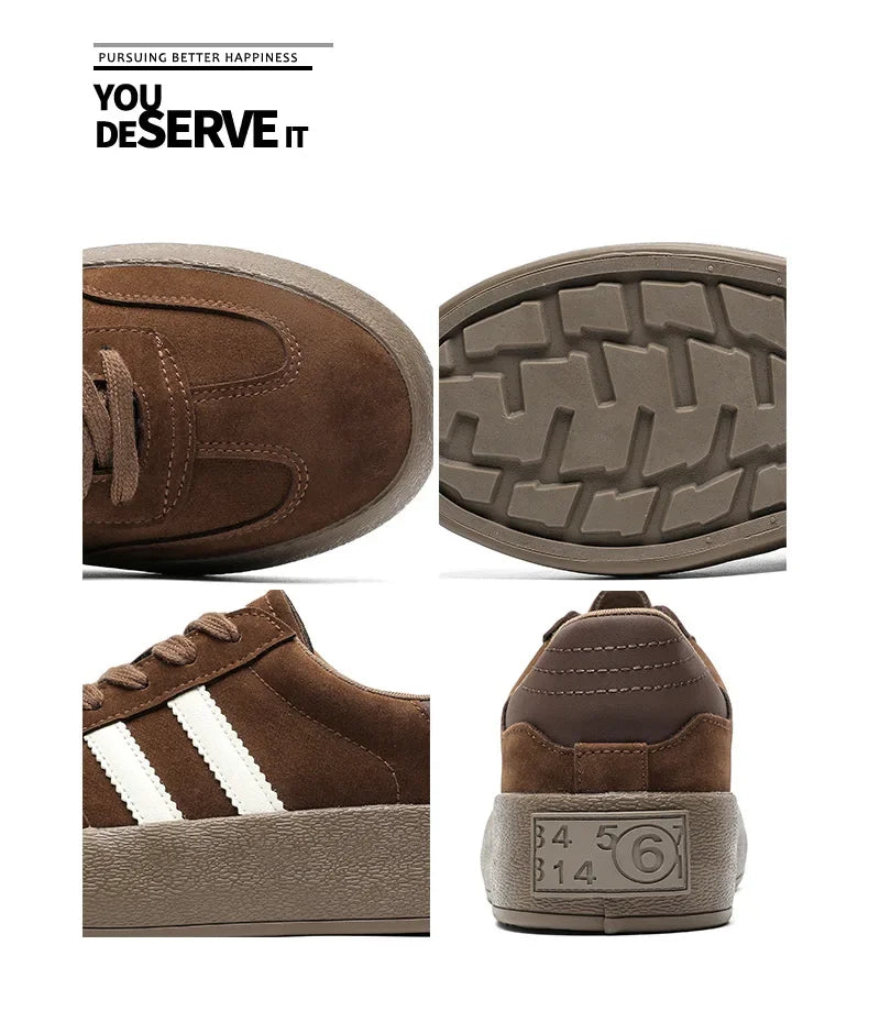 Sapatos de tabuleiro casuais de sola grossa para homens sola grossa sapatos casuais tênis de couro tudo sola macia dentro aumentar sapatos