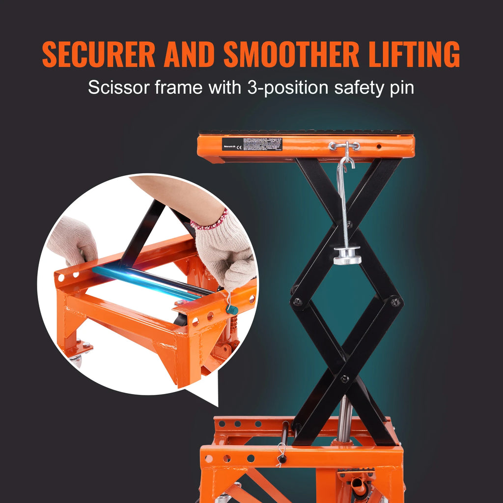 SucceBuy Mesa de elevação hidráulica para motocicleta, 350 lbs, tesoura, elevador hidráulico, suporte para dirt bike