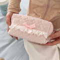 Nova moda laço arco bolsa de maquiagem feminina grande capacidade bolsa de armazenamento de cosméticos portátil organizador de viagem saco quadrado com zíper