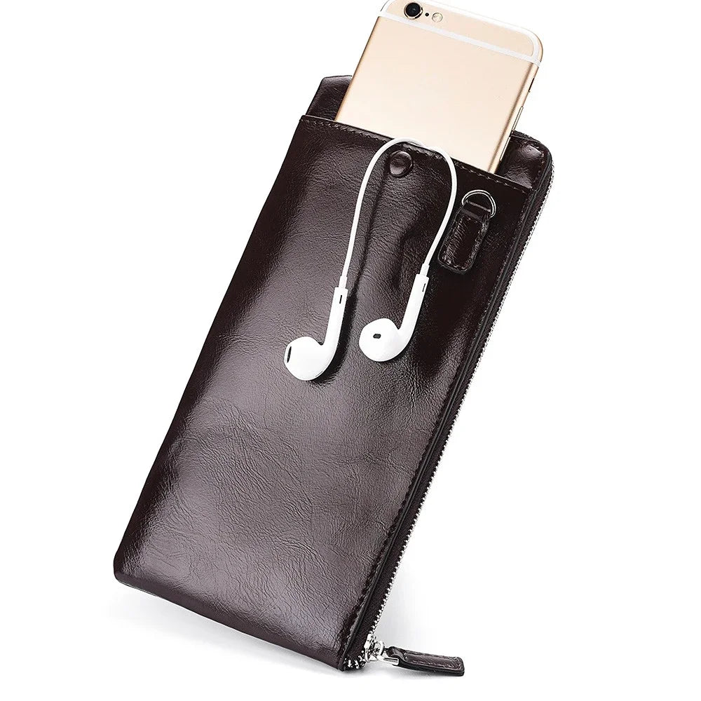 Carteiras clássicas com zíper estilo longo masculino, porta-cartão, grande capacidade, grande para celular, marca de luxo, bolsa masculina, qualidade