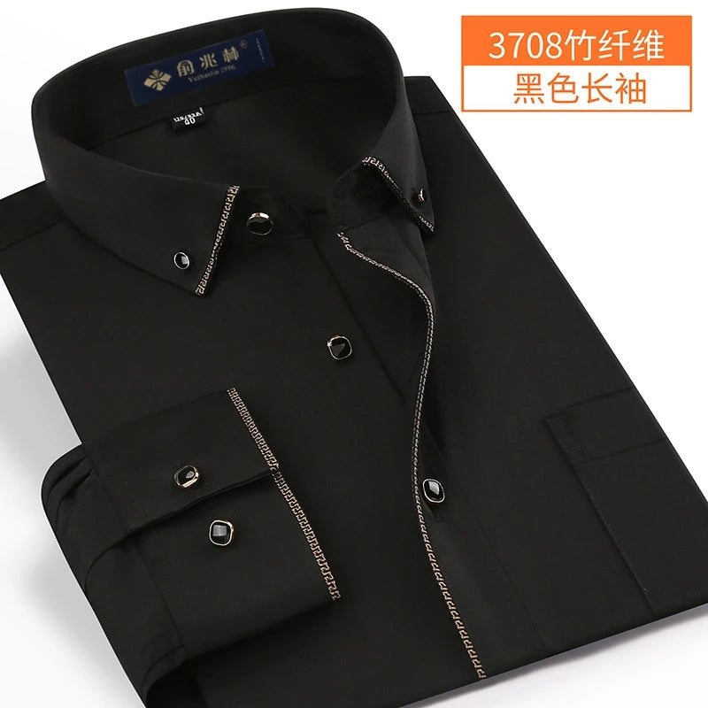 Nova chegada primavera comercial fácil cuidado camisa masculina oversize manga longa moda formal de alta qualidade plus size M-7XL8XL9XL