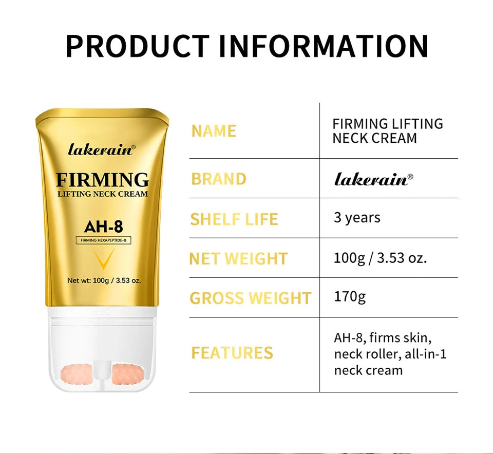 Lakerain endurecimento levantamento pescoço creme nutrição profunda fórmula leve remover duplo queixo rejuvenescimento firmeza creme de pele solta