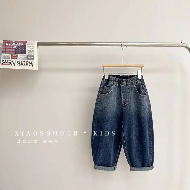Calça jeans gradiente para meninos, moda estrangeira, moda infantil, estilo casual, primavera e outono, novo, 2 anos, 3 anos, 4 anos, 5 anos, 6 anos, 7 anos, 8 anos