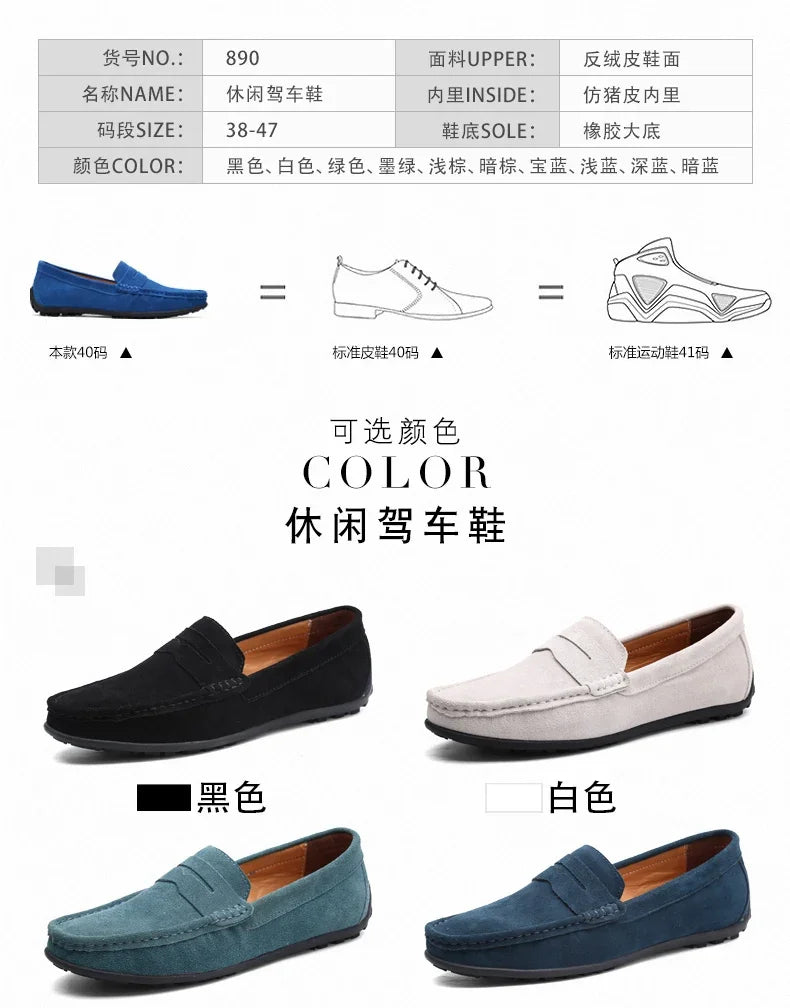Couro do plutônio camurça de vaca sapatos masculinos marca luxo casual formal mocassins calçados preto masculino sapatos de condução hombres