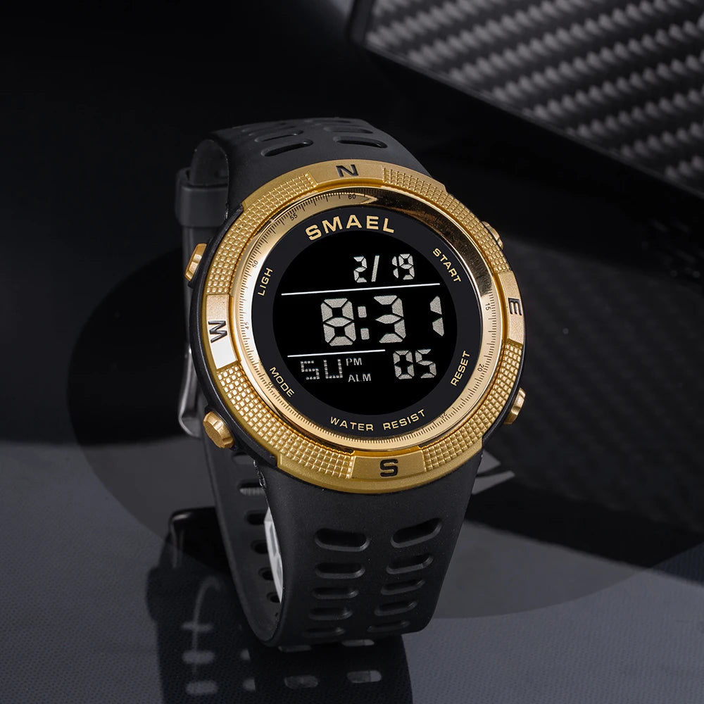 Relógios desportivos à prova dwaterproof água led digital relógio de volta luz alarme semana display cronômetro relógios de pulso 1915 relógio digital para homem