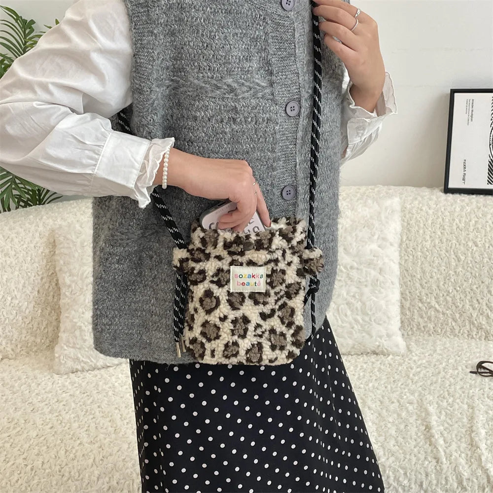 Novo ponto de pelúcia crossbody sacos para mulheres bonito rosa bolsa de ombro bolsas bolsa de telefone portátil