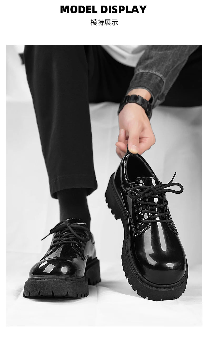 Sapatos de couro casual para casal, sola grossa, antiderrapante, conforto, roupas de trabalho masculinas e femininas, tamanho grande, sapatos com renda, 4ª temporada