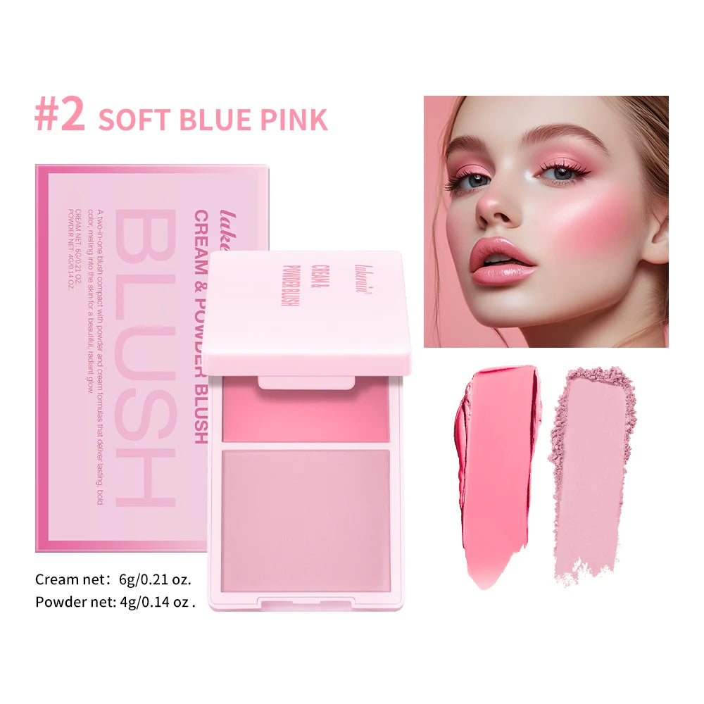 2 em 1 creme & pó blush fosco natural blush paleta de maquiagem dos olhos longa duração alta renderização de cor brilhante mindinho patrick ta blush