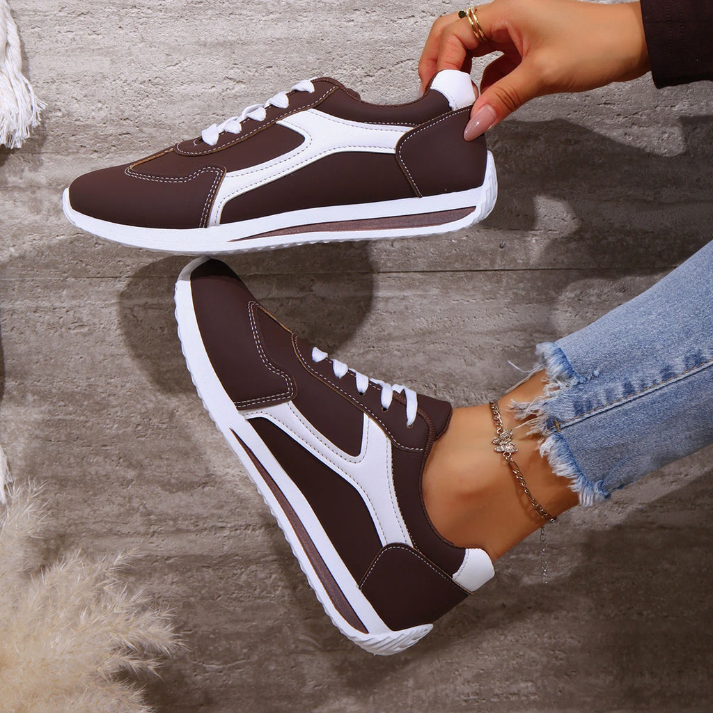 2025 primavera novas mulheres tênis confortáveis ao ar livre moda versátil plana casual tênis rendas até sapatos esportivos femininos plus size
