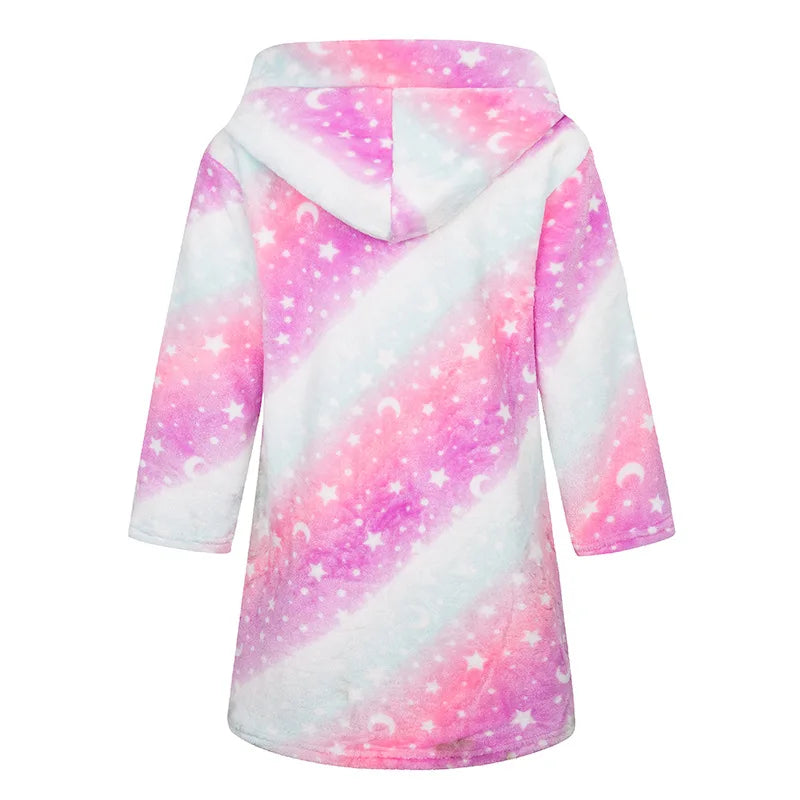 Crianças pijamas macios roupão de flanela de inverno 2025 novo dos desenhos animados bonito pijamas meninos meninas outono roupões com capuz homewear