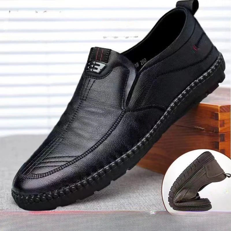 Homens mocassins de couro do plutônio antiderrapante andando apartamentos respirável ao ar livre deslizamento em sapatos casuais para trabalho masculino escritório condução sneakers2